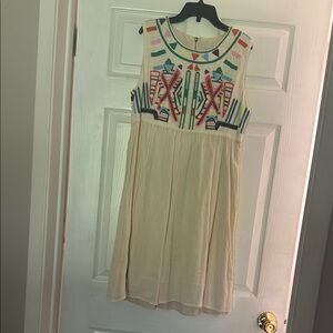 V Cristina Colorful Geometric Embroidered Dress